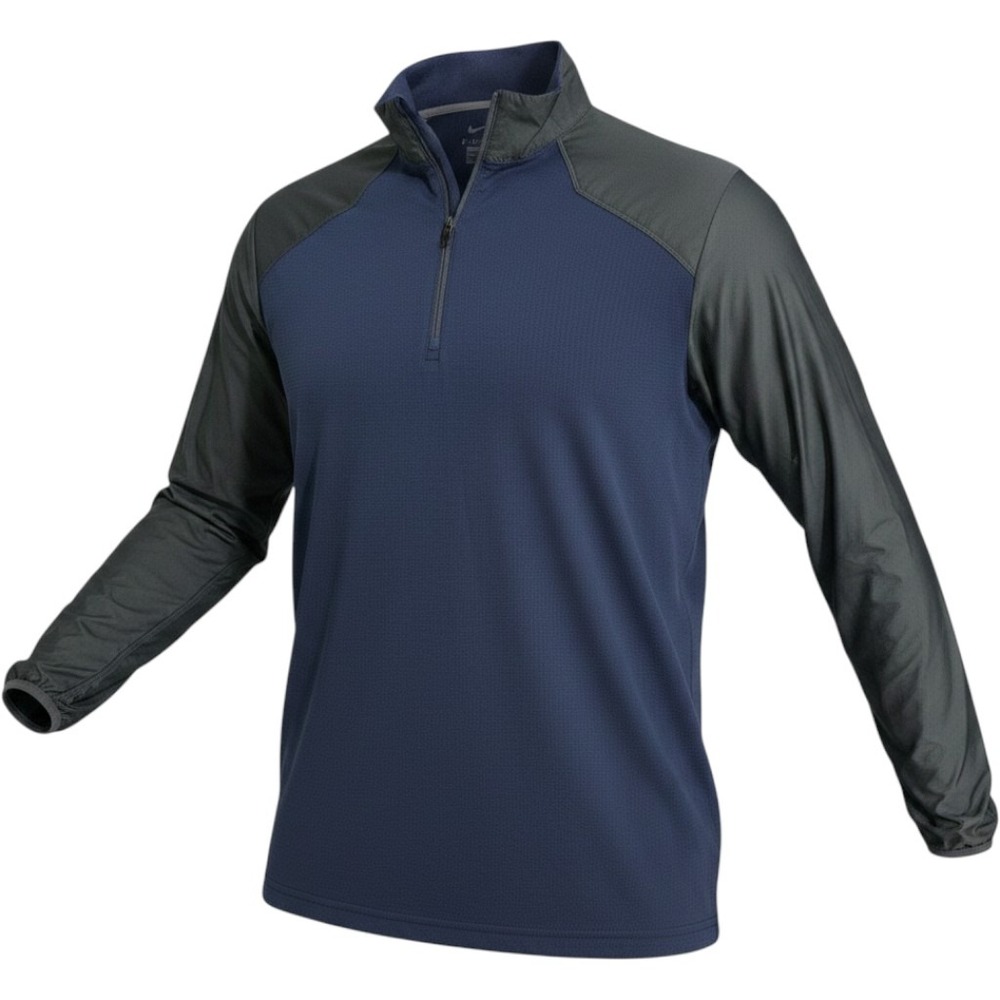 Nike Dri-FIT Mens Quarter Zip Pullover Navy Blue Charcoal Grey XL 0550